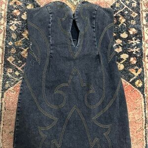 Stylish Denim Dress with Embroidered Design